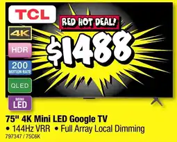 JB Hi-Fi 75 4k mini led google tv offer