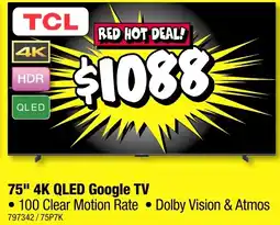 JB Hi-Fi 75 4k qled google tv offer