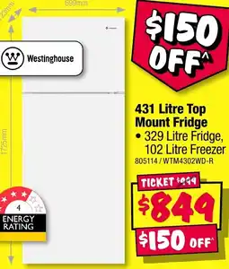 JB Hi-Fi Top Mount Fridge offer