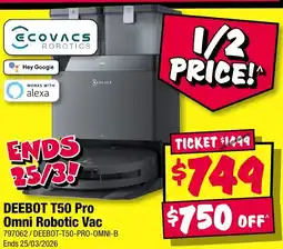 JB Hi-Fi Deebot t50 pro omni robotic vac offer