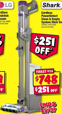 JB Hi-Fi Cordless PowerDetect Clean & Empty System Stick Vac offer