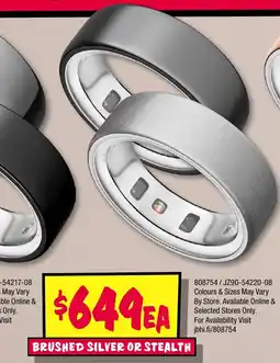 JB Hi-Fi Oura ring 4 brushed silver or stealth offer