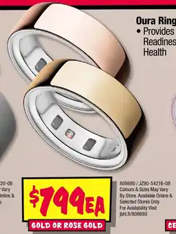 JB Hi-Fi Oura ring 4 gold or rose gold offer