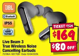 JB Hi-Fi Live Beam 3 True Wireless Noise Cancelling Earbuds offer