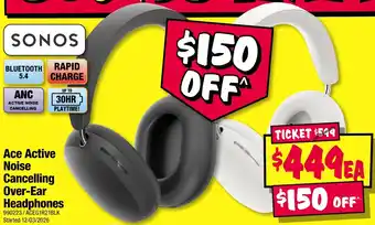 JB Hi-Fi Ace Active Noise Cancelling Over-Ear Headphones offer