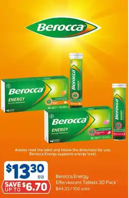 Foodland Berocca Energy Effervescent Tablets offer