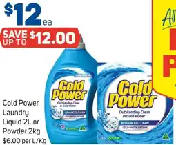 Foodland Cold Power Laundry Liquid or Powder offer