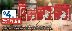 Foodland Redheads heavy duty bbq wipes , wrapped firelighters or foil sealed firelighters offer
