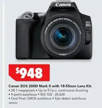 Harvey Norman Canon EOS 200D Mark II with 18-55mm Lens Kit offer