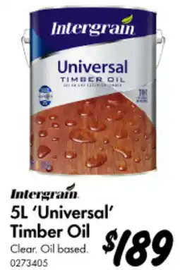 Bunnings Intergrain 'Universal' Timber Oil offer