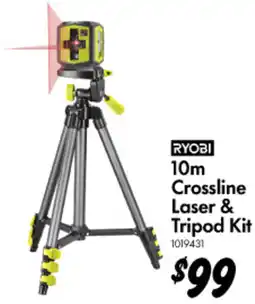 Bunnings RYOBI 10m Crossline Laser & Tripod Kit offer