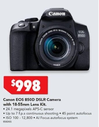 Harvey Norman CANON EOS 850D DSLR Camera with 18-55mm Lens Kit offer