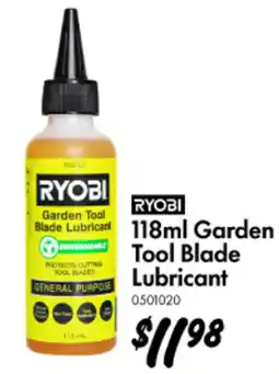 Bunnings Ryobi garden tool blade lubricant offer