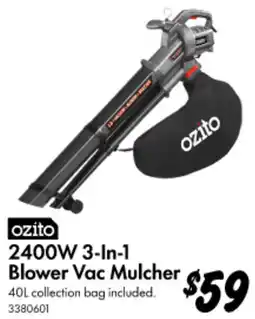 Bunnings Ozito 2400W 3-In-1 Blower Vac Mulcher offer