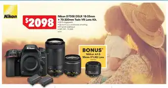 Harvey Norman Nikon D7500 DSLR 18-55mm + 70-300mm Twin VR Lens Kit offer