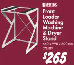 Bunnings BRITEC Front Loader Washing Machine & Dryer Stand offer