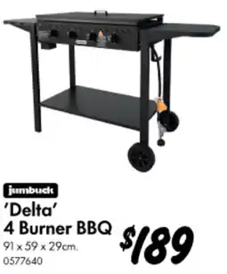 Bunnings jumbuck 'Delta' 4 Burner BBQ offer