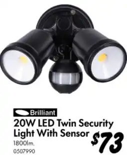 Bunnings 20W LED Twin Security Light With Sensor offer