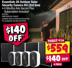 JB Hi-Fi Essentials 2k outdoor solar security camera kit offer