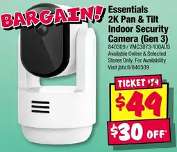 JB Hi-Fi Essentials 2K Pan & Tilt Indoor Security Camera (Gen 3) offer