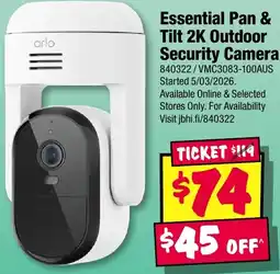 JB Hi-Fi Essential Pan & Tilt 2K Outdoor Security Camera offer