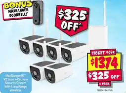 JB Hi-Fi MaxRanger4K™ V2 Solar 6 Camera Security System With Long Range Wireless offer