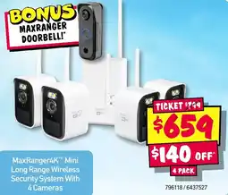 JB Hi-Fi MaxRanger4K™ Mini Long Range Wireless Security System With offer