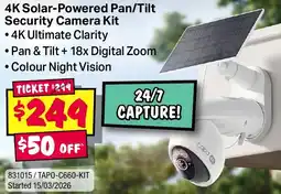 JB Hi-Fi 4K Solar-Powered Pan/Tilt Security Camera Kit offer