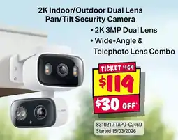 JB Hi-Fi 2K Indoor/Outdoor Dual Lens Pan/Tilt Security Camera offer