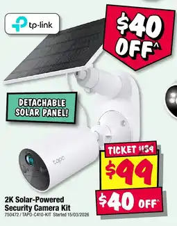JB Hi-Fi 2K Solar-Powered Security Camera Kit offer