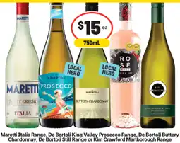 IGA Liquor Maretti Italia Range, De Bortoli King Valley Prosecco Range, De Bortoli Buttery Chardonnay offer