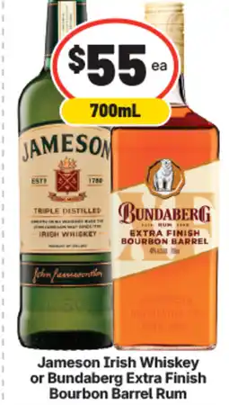 IGA Liquor Jameson Irish Whiskey or Bundaberg Extra Finish Bourbon Barrel Rum offer
