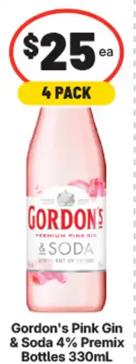 IGA Liquor Gordon's Pink Gin & Soda 4% Premix Bottles offer