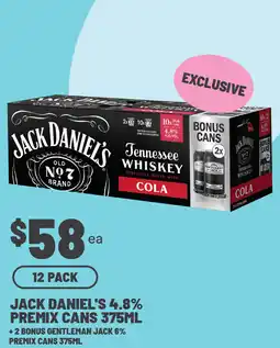 IGA Liquor Jack daniel's 4.8% premix cans offer
