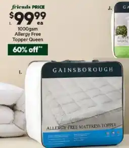 Harris Scarfe GAINSBOROUGH I. 1000gsm Allergy Free Mattress Topper offer