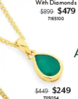 Angus & Coote 9ct Gold Natural Emerald Pendant offer