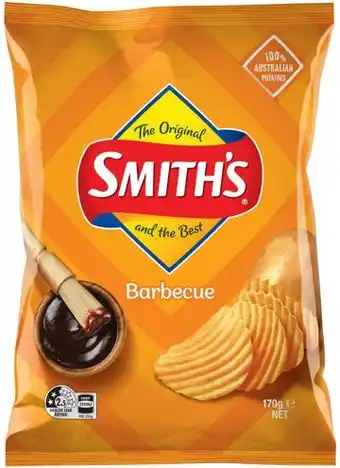 IGA Smith’s Crinkle Cut Chips 150‑170g Selected Varieties offer
