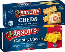 IGA Arnott’s Country Cheese, Cheds or Sesame Wheat Crackers 250g offer