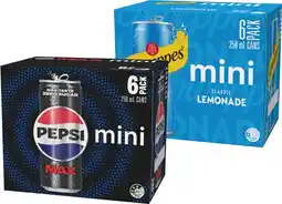 IGA Pepsi, Solo or Schweppes Mini Cans 6x250mL Selected Varieties offer