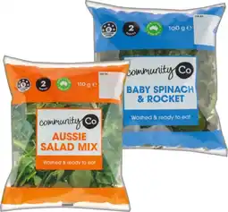IGA Community Co Aussie Salad Mix 110g or Baby Spinach & Rocket 100g offer