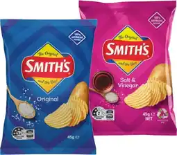 IGA Smith’s Crinkle Cut Chips, Doritos Corn Chips or Twisties 45g Selected Varieties offer
