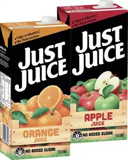 IGA Just Juice Orange or Apple Long Life Juice 1 Litre Selected Varieties offer