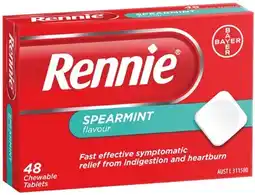 IGA Rennie Spearmint Flavour Indigestion & Heartburn Tablets offer