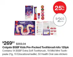 Henry Schein Colgate BSBF Kids Pre Packed Toothbrush kits offer