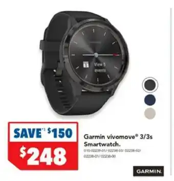 Harvey Norman Garmin Vivomove 3/3s Smartwatch offer