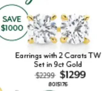 Earrings with 2 carats tw