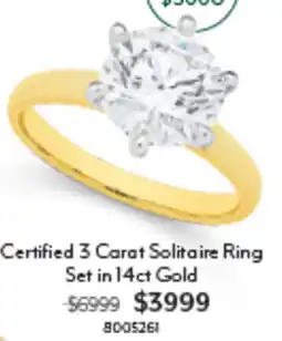 Angus & Coote Certified 3 Carat Solitaire Ring offer