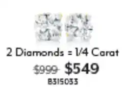Angus & Coote 2 Diamonds = 1/4 Carat offer