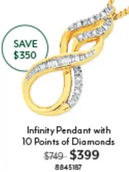 Angus & Coote Infinity Pendant with 10 Points of Diamonds offer