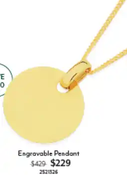 Angus & Coote Engravable Pendant offer